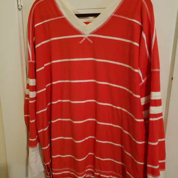 Free People Movement XL Oversized Red White Striped Color Block Star Layer Worko - Picture 5 of 6